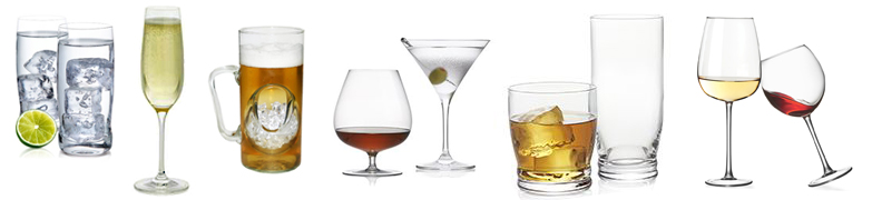 pahare horeca vin alb, vin rosu, sampanie, cocktail, bere,apa